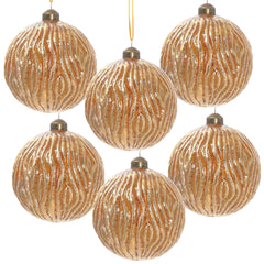 D3.9" Christmas Ball Ornaments, Glass Decorative Hanging Ball Christmas Tree Ornaments for Holiday Party Decorations, Set of 6