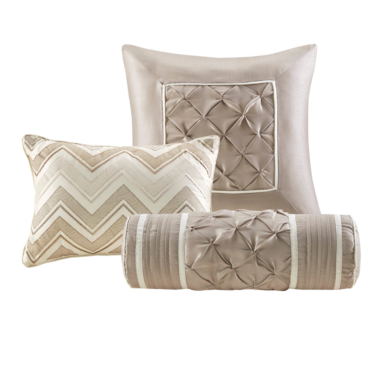 7 Piece Tufted Comforter Set Ivory Cal King
