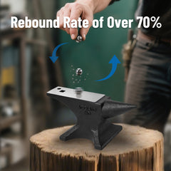 Single Horn Anvil, 55Lbs/25kg Cast Steel Anvil, High Hardness Rugged Round Horn Anvil Blacksmith, Large Countertop and Stable Base, with Round and Square Hole, Metalsmith Tool for Bending and Shaping