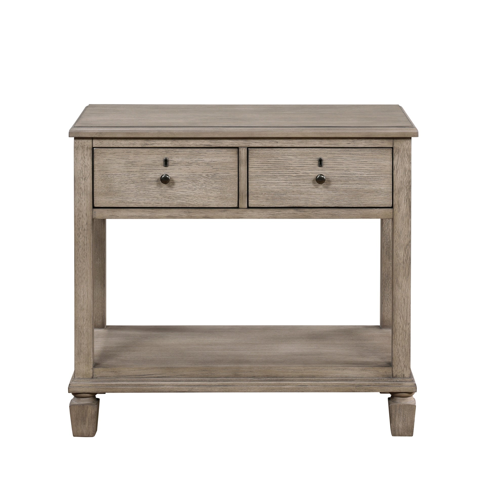 Gray Oak Finish Classic Transitional Bedroom Furniture 1pc Nightstand of 2 Drawers Open Bottom Shelf Wooden Furniture Bedside Table