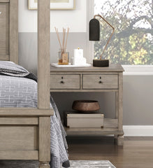 Gray Oak Finish Classic Transitional Bedroom Furniture 1pc Nightstand of 2 Drawers Open Bottom Shelf Wooden Furniture Bedside Table