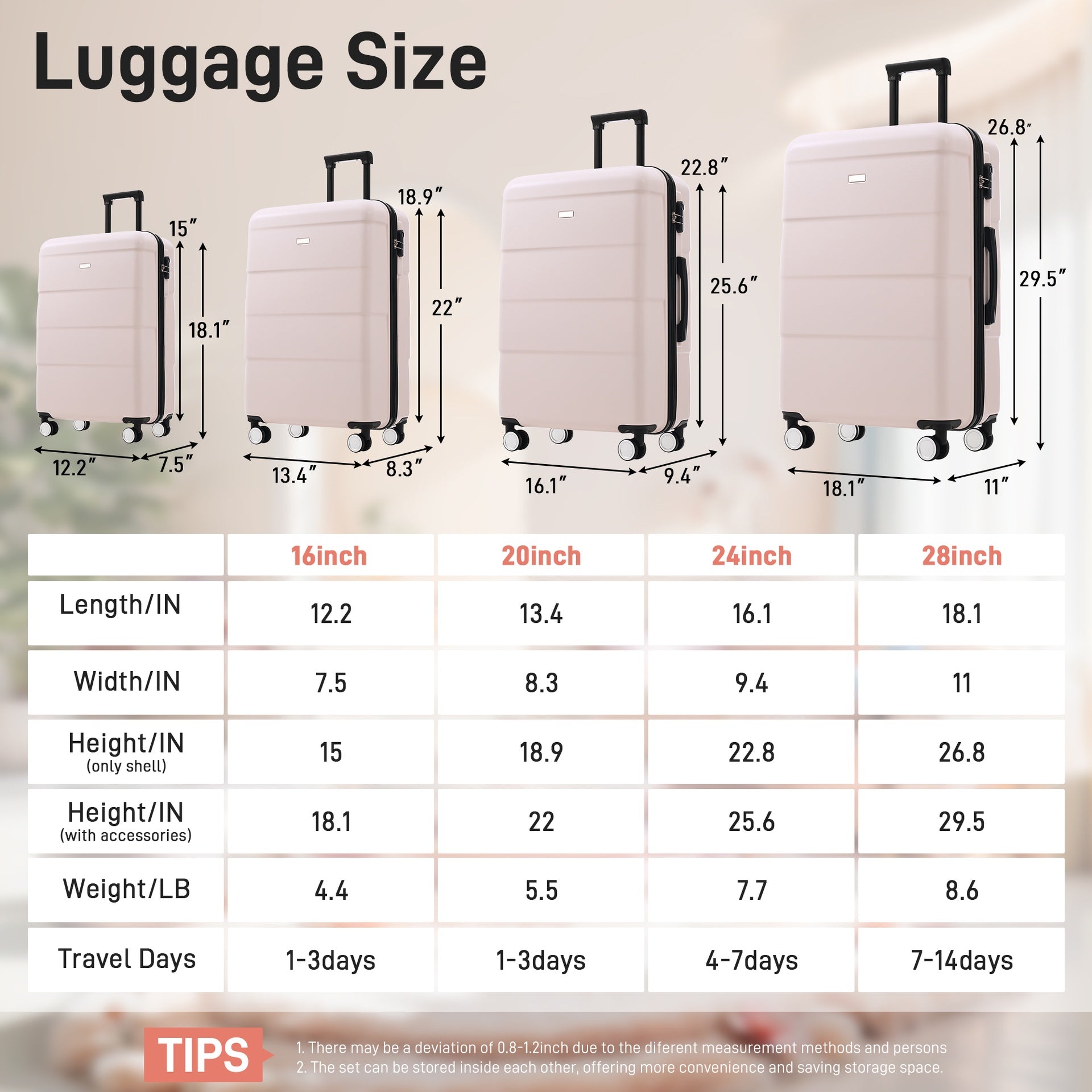 Hardshell Luggage Sets 6 Piece with 2 Bags,Carry on Suitcase with Handle Password Lock Double Spinner Wheels, Lightweight 16"+20"+24"+28" Luggages