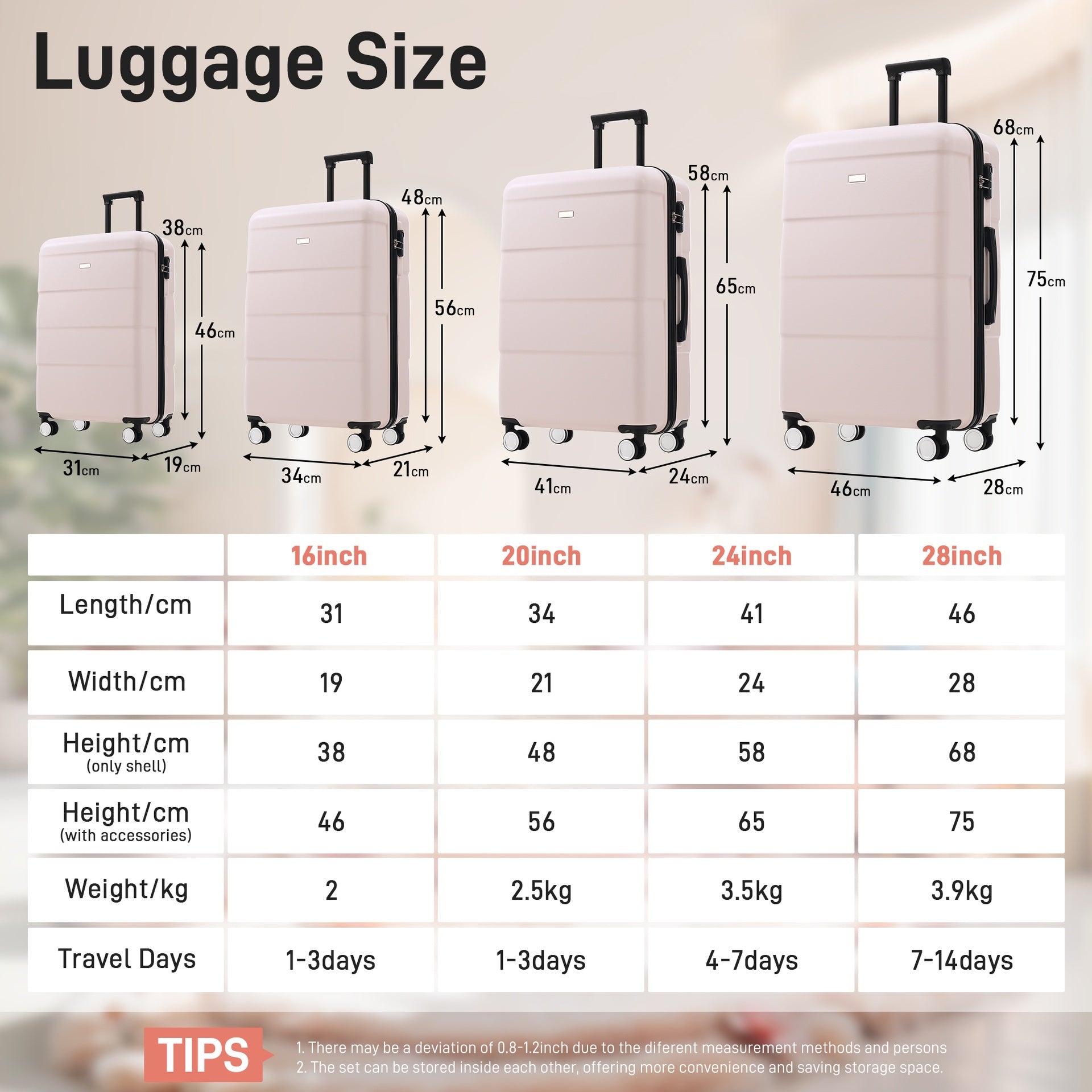 Hardshell Luggage Sets 6 Piece with 2 Bags,Carry on Suitcase with Handle Password Lock Double Spinner Wheels, Lightweight 16"+20"+24"+28" Luggages