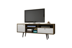 TV Stand in Rustic Brown and White