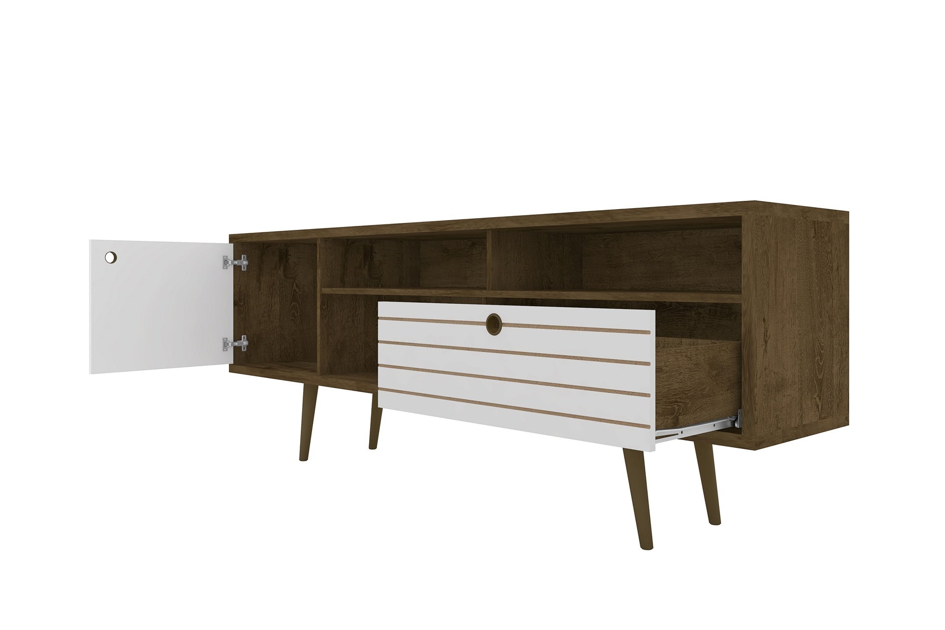 TV Stand in Rustic Brown and White