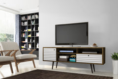 TV Stand in Rustic Brown and White