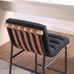 Liana 17.75"W Black Boucle Fabric Counter Height Chair