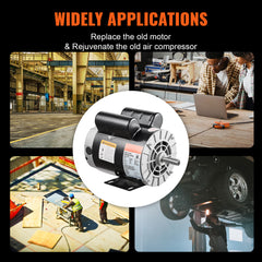 3HP Air Compressor Electric Motor 230V 15.5A 3450RPM 56 Frame CW/CCW Rotation (Factory Setting is CCW)