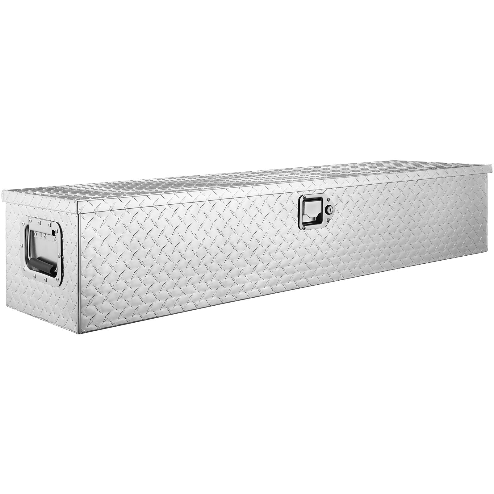 Heavy Duty Aluminum Truck Bed Tool Box, Diamond Plate Tool Box with Side Handle and Lock Keys, Storage Tool Box Chest Box Organizer for Pickup, Truck Bed, RV, Trailer, 48"x15"x15", Silver