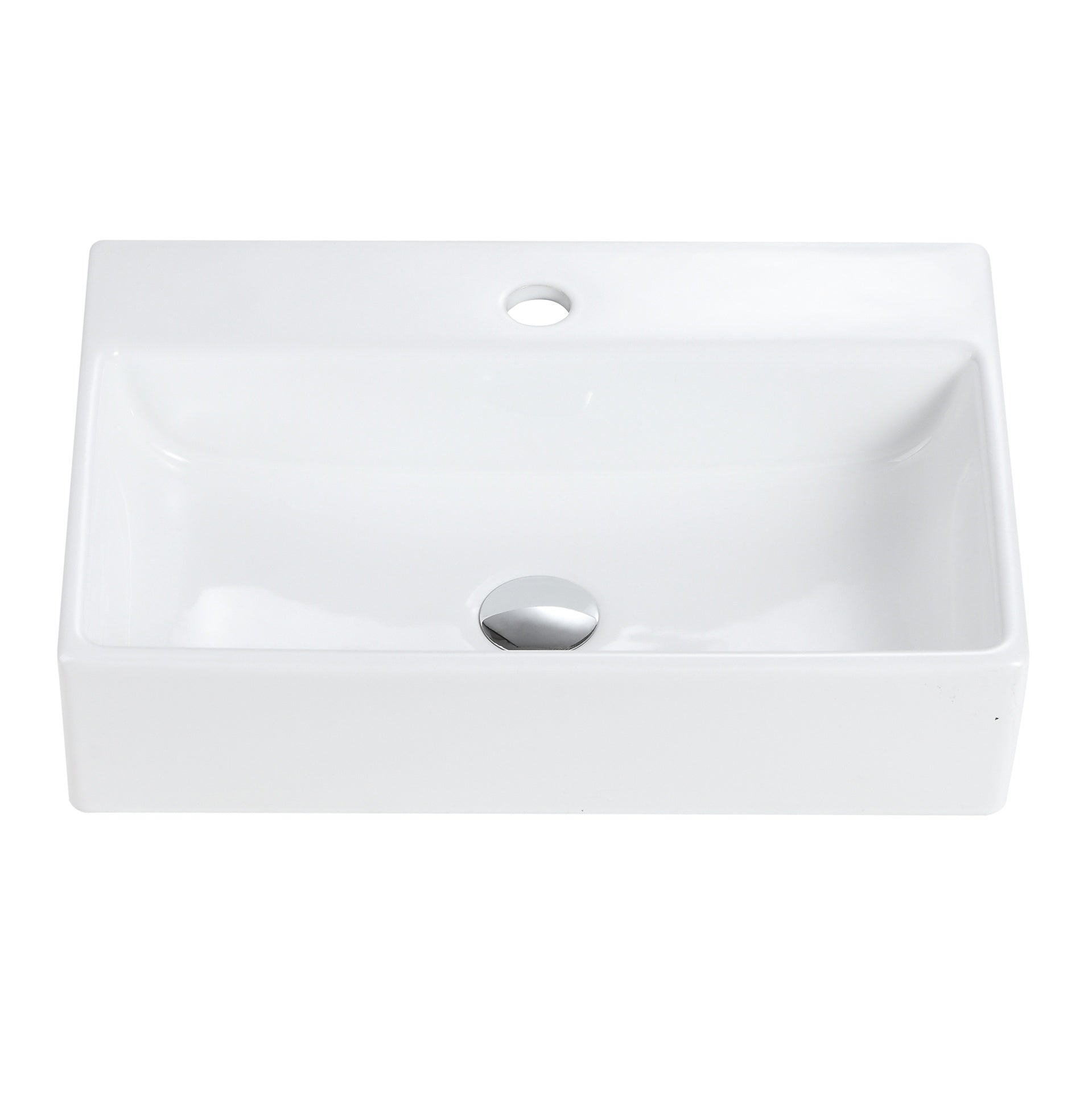 BB15-20Y-301 20"x14" Integrated White Ceramic Bathroom Sink With 1 Faucet Hole & Overflow