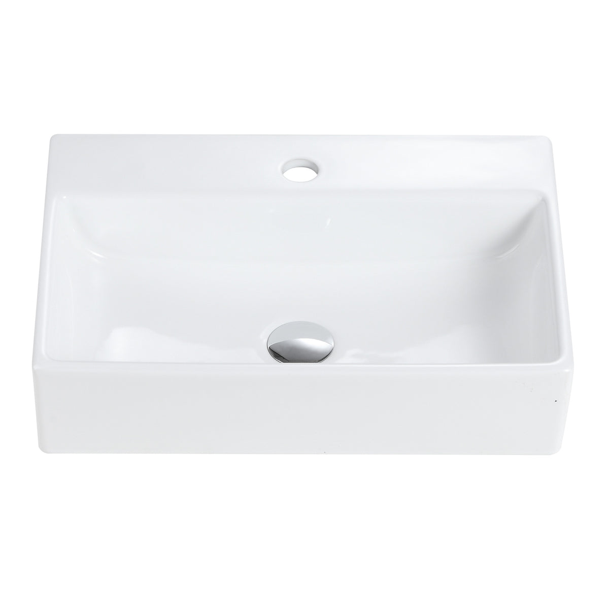BB15-20Y-301 20"x14" Integrated White Ceramic Bathroom Sink With 1 Faucet Hole & Overflow