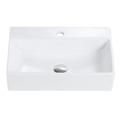 BB15-20Y-301 20"x14" Integrated White Ceramic Bathroom Sink With 1 Faucet Hole & Overflow