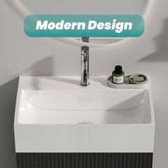 BB15-20Y-301 20"x14" Integrated White Ceramic Bathroom Sink With 1 Faucet Hole & Overflow