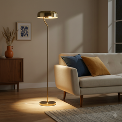 Tall Corner Floor Lamp for Living Room, Bedroom & Office Space Illumination, Spectra Floor Lamp - Gold outer and White inner 110~120V