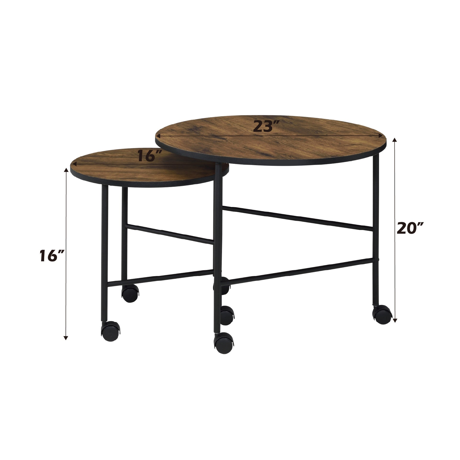 Oblis Vintage Oak Finish Nesting Table Set