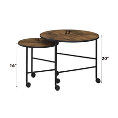 Oblis Vintage Oak Finish Nesting Table Set