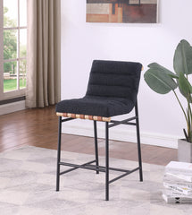 Lahni 17.75" Black Boucle Fabric Counter Height Chair