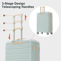Premium ABS Travel Luggage Set , 3-Piece TSA Lock Suitcase Ensemble with 20, 24, and 28 Inch Sizes with 360° Spinner Wheels, grey green