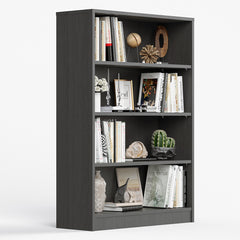 Grey Bookshelf for Bedroom 4 Shelf Office Bookcase 48 Inches Tall Modern Wood Bookshelf for Living Room 4 Tier Wide Manga Bookshelves Library Bookcase