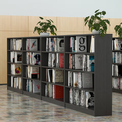 Grey Bookshelf for Bedroom 4 Shelf Office Bookcase 48 Inches Tall Modern Wood Bookshelf for Living Room 4 Tier Wide Manga Bookshelves Library Bookcase