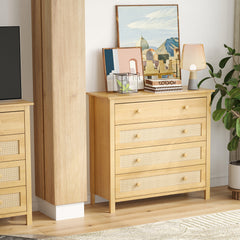 Sideboard Buffet Cabinet with 4 Drawers,Modern Wooden Console Cabinets for Home Kitchen Living Room,Hallway,Natural