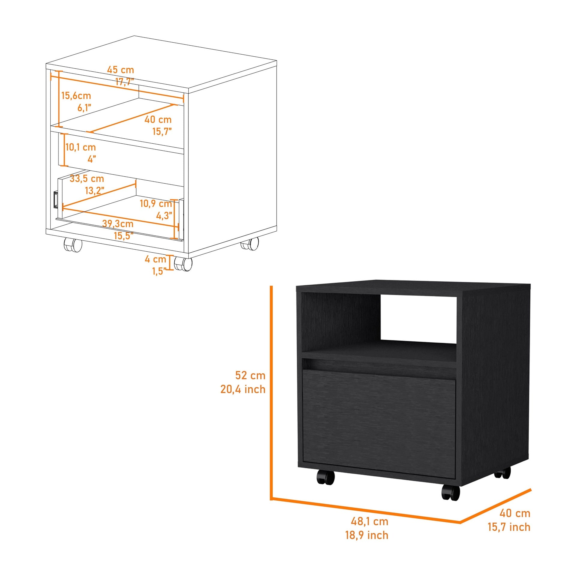 Duncan Nightstand, Top Open Shelf, 1 Drawer
