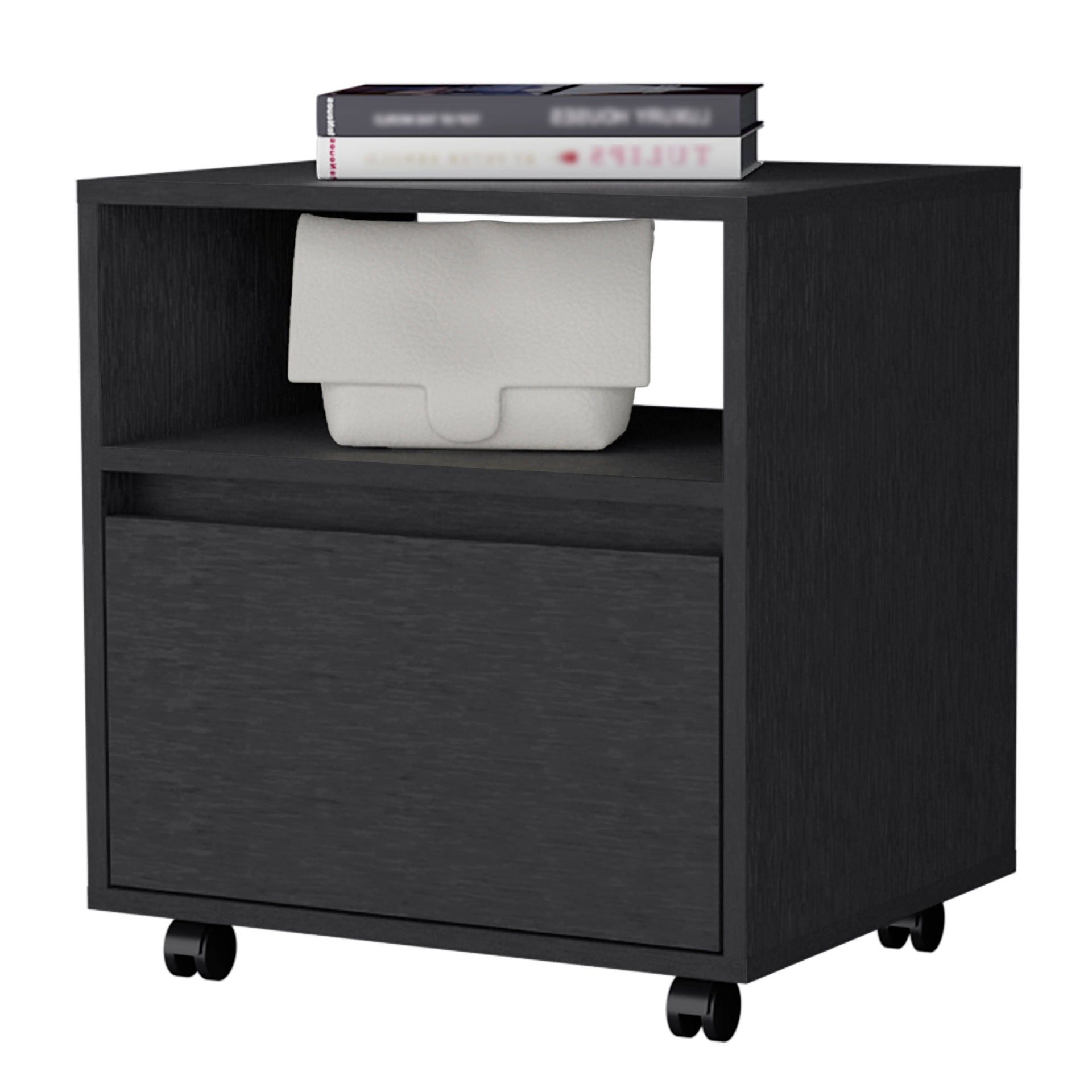 Duncan Nightstand, Top Open Shelf, 1 Drawer