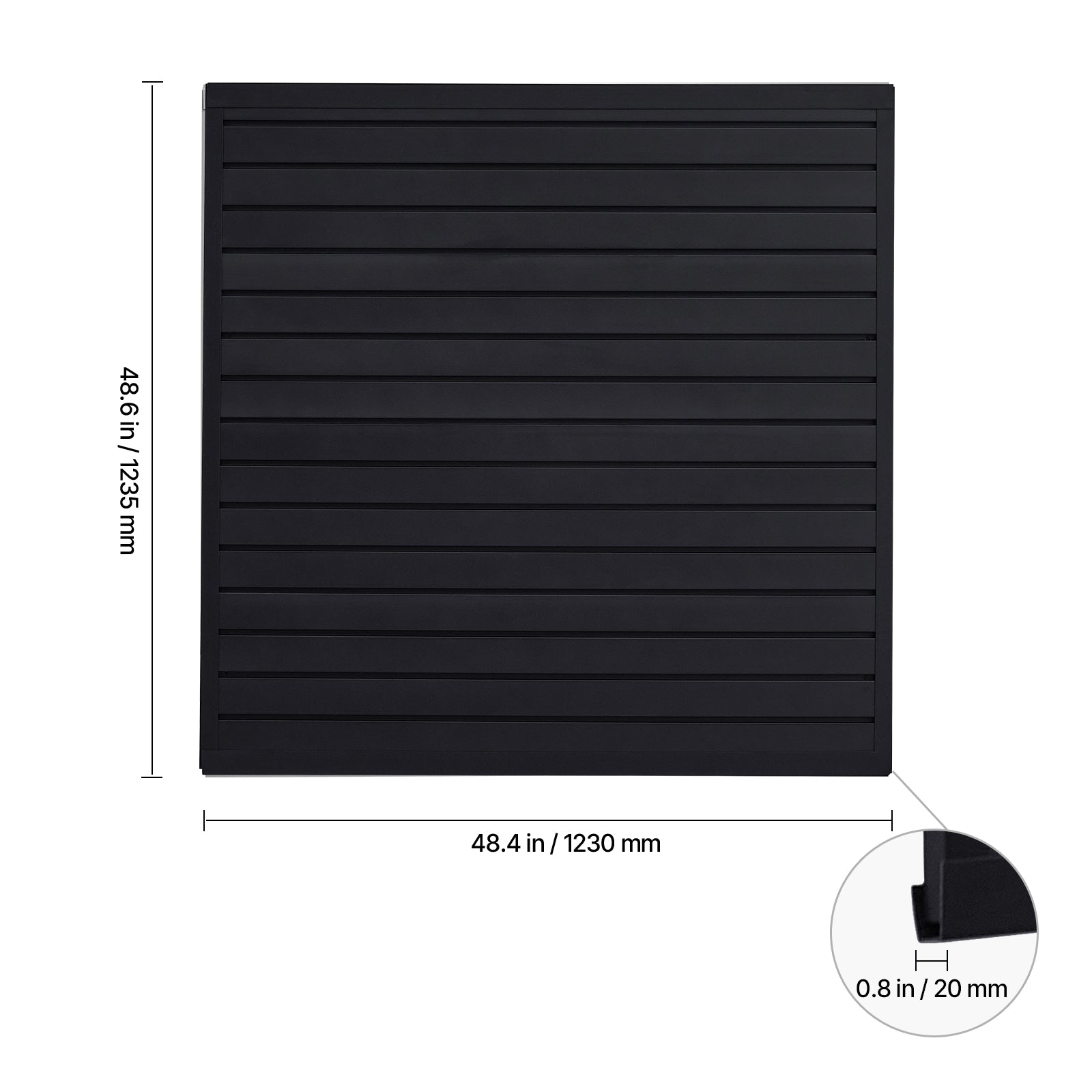 4 x 4 ft Slat Wall Paneling PVC Black Garage Slatwall with Modular Design