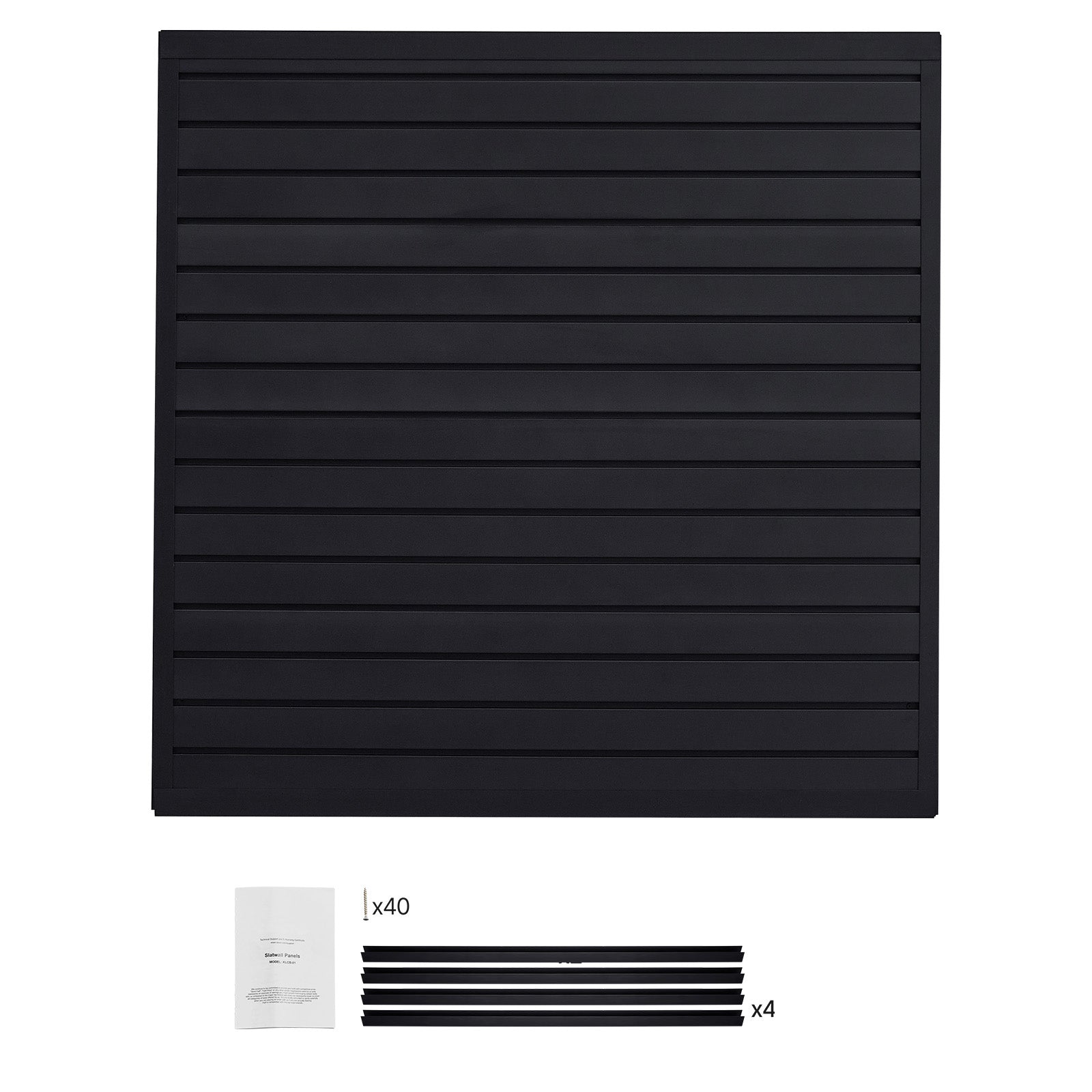 4 x 4 ft Slat Wall Paneling PVC Black Garage Slatwall with Modular Design