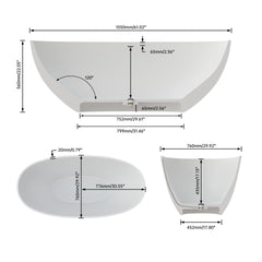 61" Premium Solid Surface Deep Soaking Bathtub