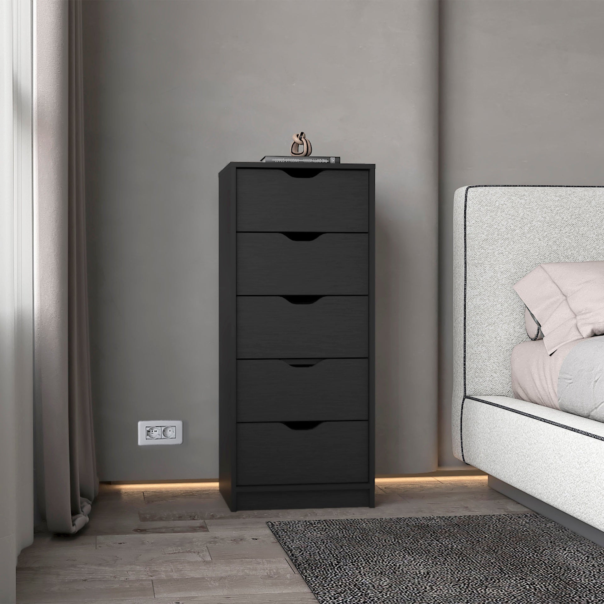 Wenge 5 Narrow Drawer Dresser