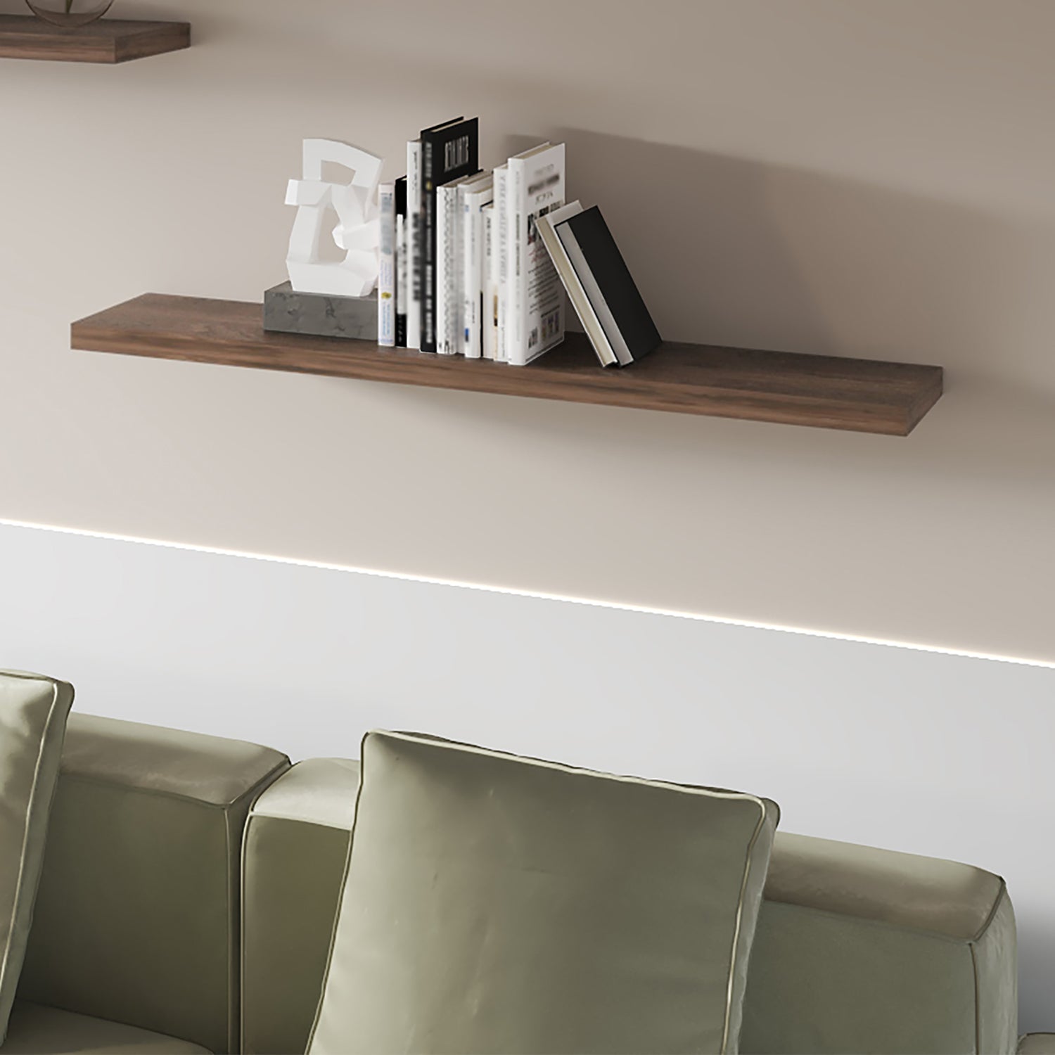 Dark Brown Floating Shelf in Melamine, Set of 2