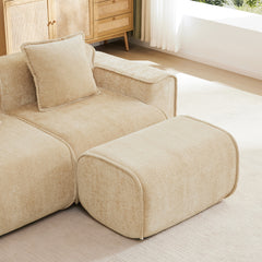 Harrison Ottoman Velvet-Light Camel