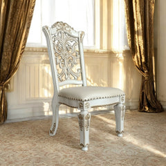 Vendome Synthetic Leather & Antique Pearl Finish Side Chair (Set of 2)