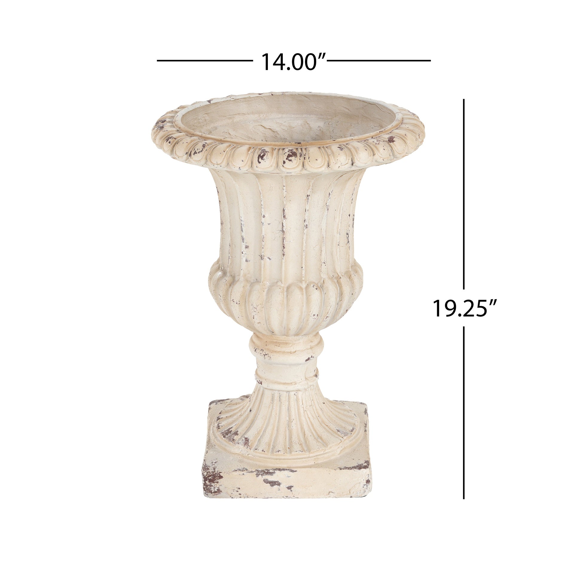 MGO Garden Urn, Antique White, 19.25'' H