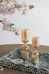 Set of 2, Amber shimmer Hourglass, White Sand, S: 2.4x2.4x8" 30-Minute, L: 2.8x2.8x9.9"  45-Minute