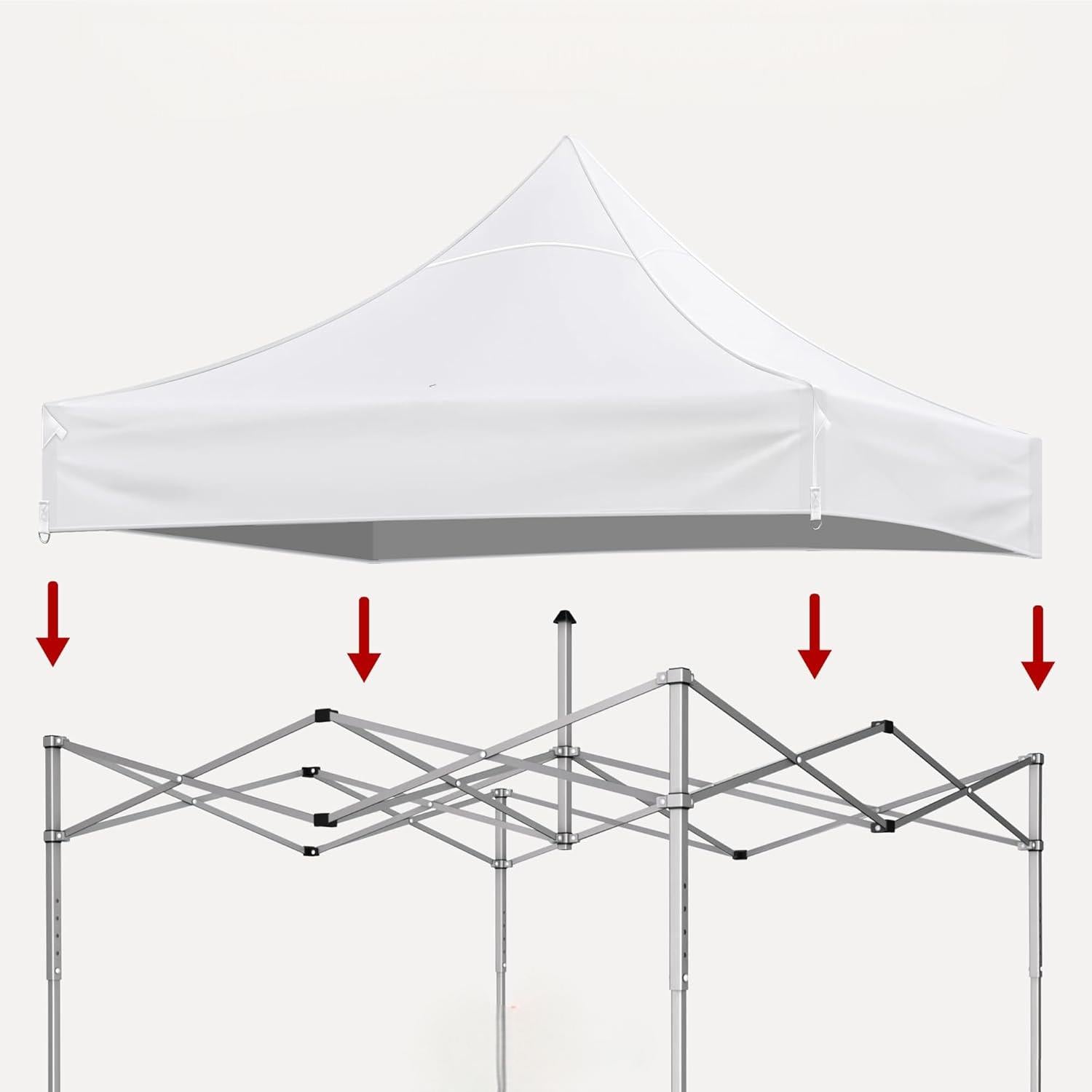 10x10 Canopy Replacement Top for Pop Up Canopy Tent and 4PC Pack Canopy Weight Bag(only cover and 4pcs sandbag not include frame) White