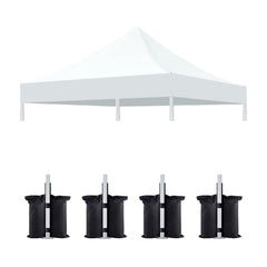 10x10 Canopy Replacement Top for Pop Up Canopy Tent and 4PC Pack Canopy Weight Bag(only cover and 4pcs sandbag not include frame) White