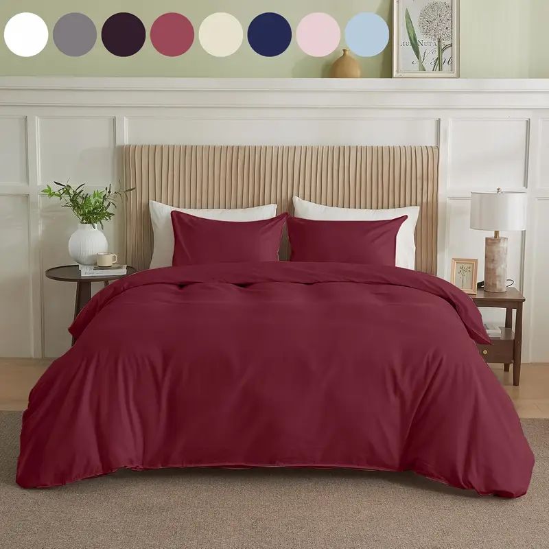 Serta Simply Clean Solid Duvet cover Burgundy Queen
