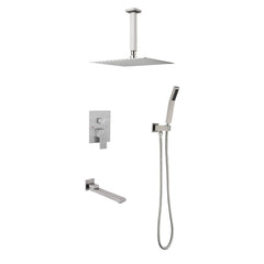 Shower system combo with hand shower, 16 inch shower head and tub spout