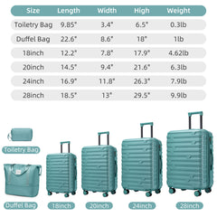 Luggage Sets 6 Piece with Duffel Bags, Hardside Expandable Suitcases with Spinner Wheels, Misty Blue