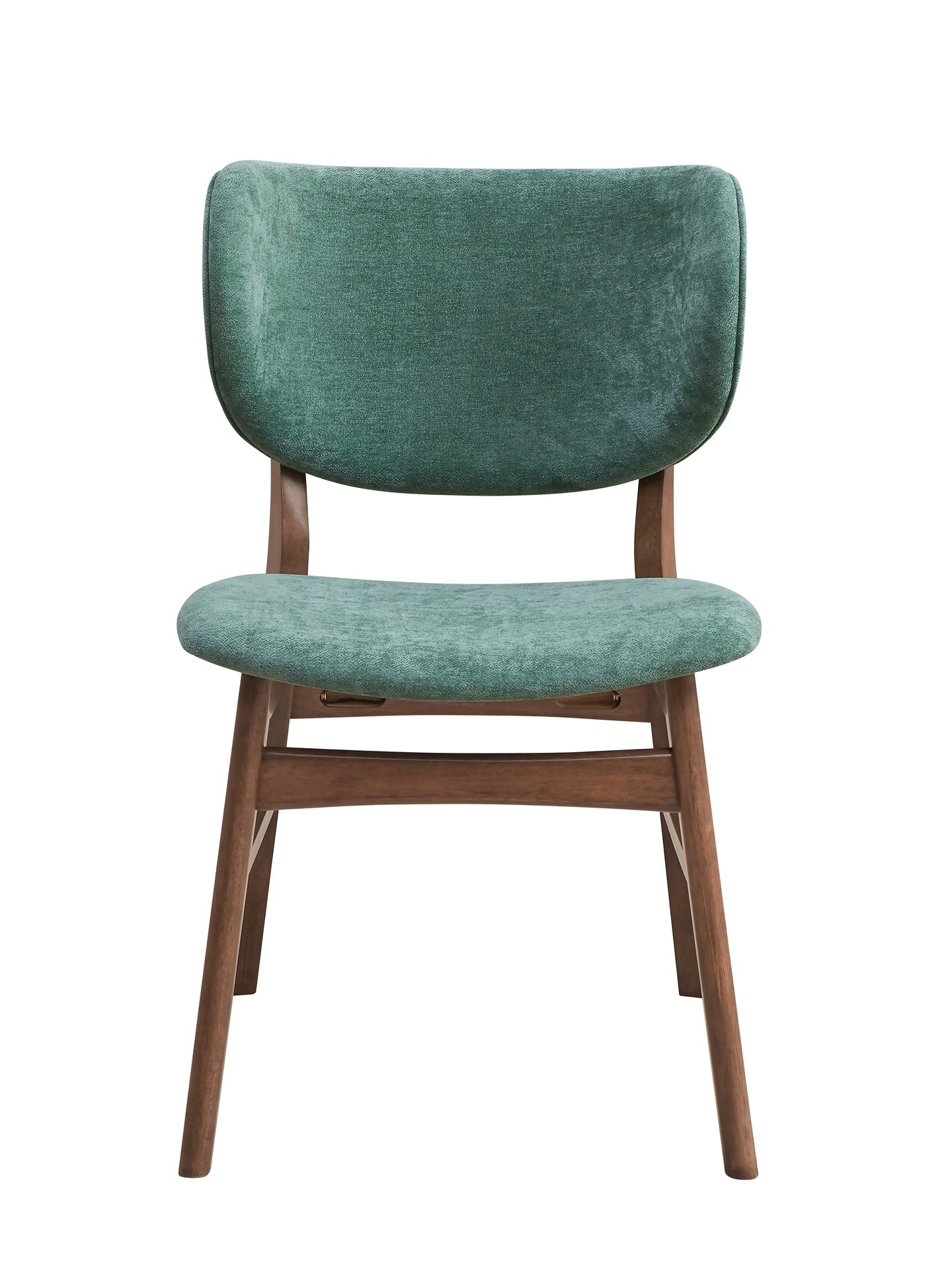 Mid-Century Modern Dining Furniture Set of 2 Side Chairs Green And Walnut Finish Wooden Sleek Design Curved Backrest Comfort