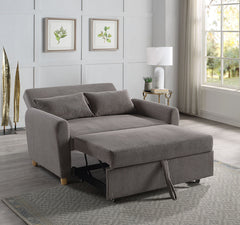 Justina 54"W Brown Corduroy Convertible Sleeper Loveseat