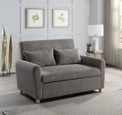 Justina 54"W Brown Corduroy Convertible Sleeper Loveseat