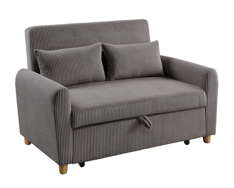 Justina 54"W Brown Corduroy Convertible Sleeper Loveseat