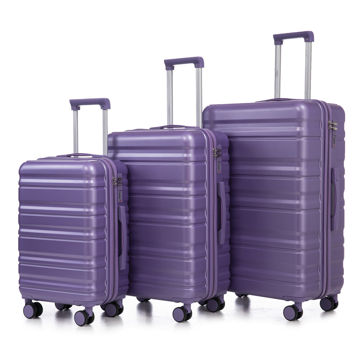 HIFINE TOURIST 20"/24"/28" 3 pcs/set in ABS Spinner Wheel Luggage, Carry on Suitcase, Matching Color, Combination Lock (Purple)