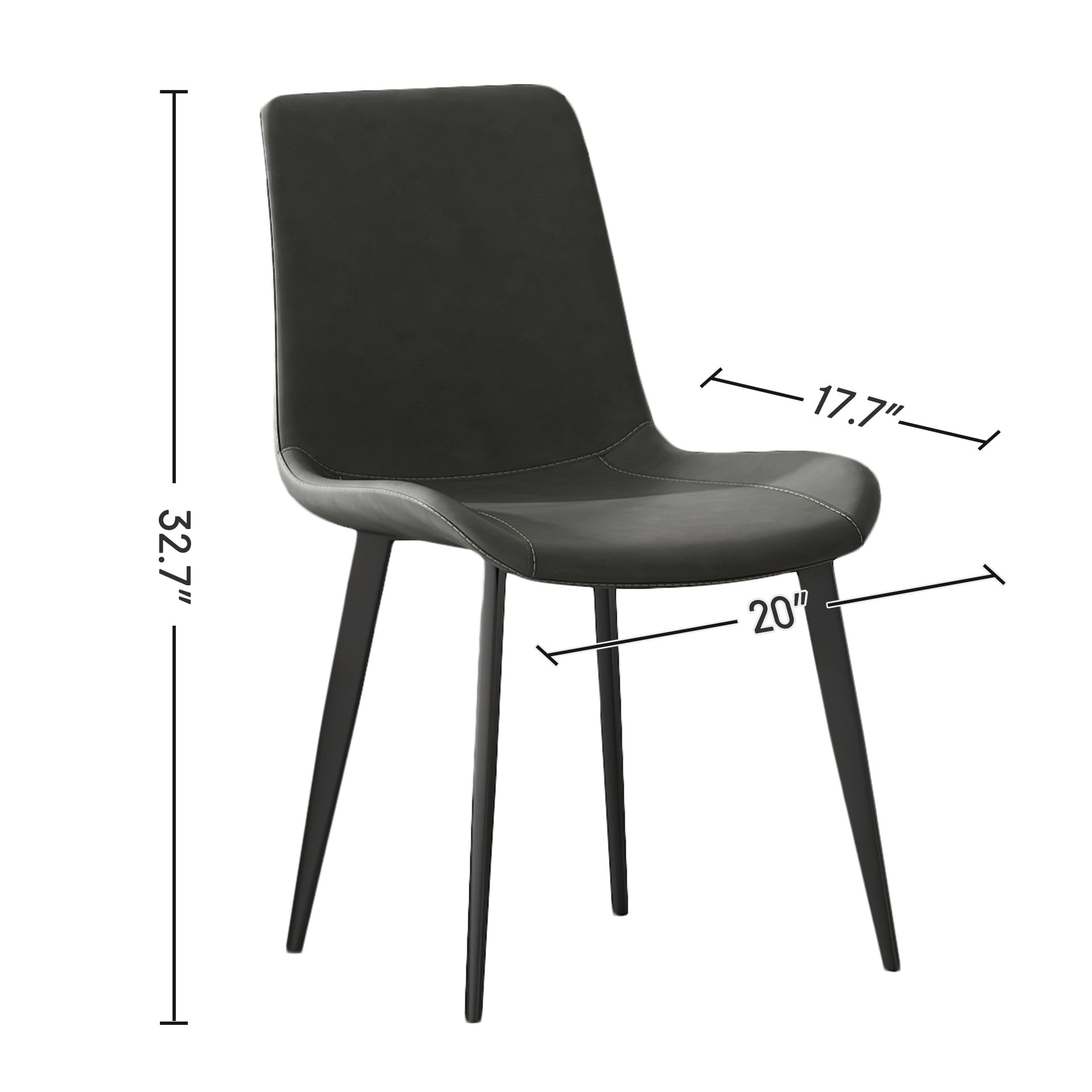 Dining Chairs 2PCS, Modern Kitchen & Dining Room Chairs, Upholstered Faux Leather Cushion Seat and Sturdy Metal Legs