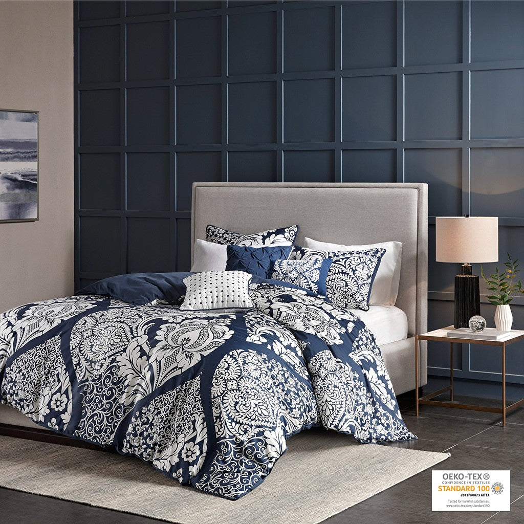 King/Cal King 6 Piece Printed Duvet Cover Set