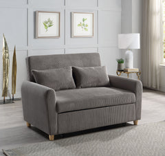 Justine 54" Brown Corduroy Convertible Sleeper Loveseat