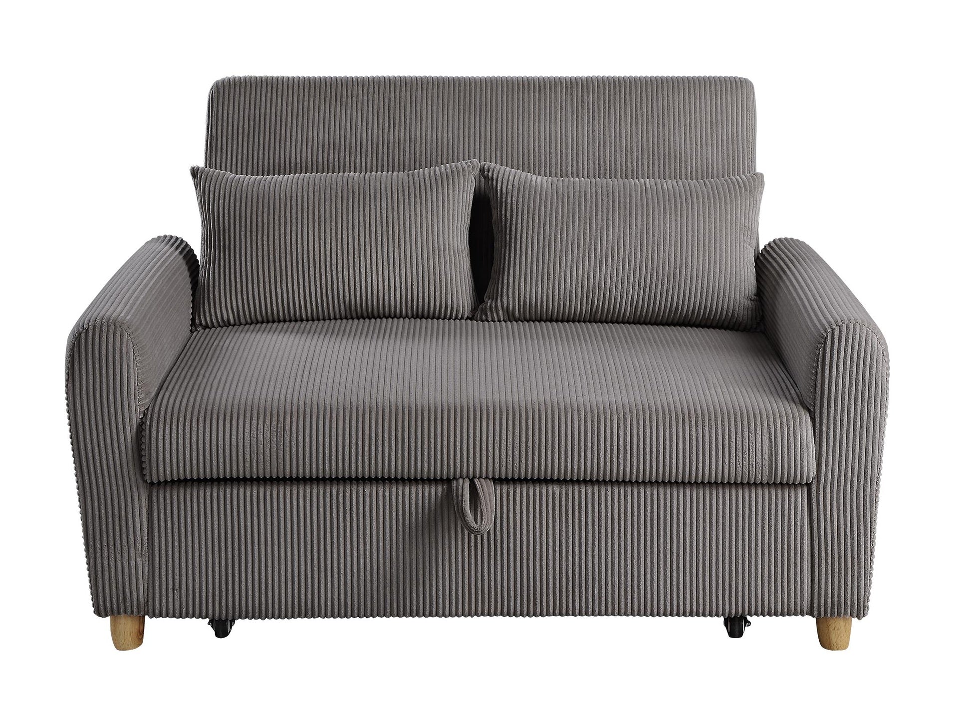 Justine 54" Brown Corduroy Convertible Sleeper Loveseat